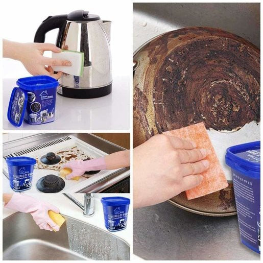 Powerful Stainless Steel Cookware Cleaning Paste Household Car Body Cleaner Washing Pot Bottom Scale Strong Cream Detergent (500g)