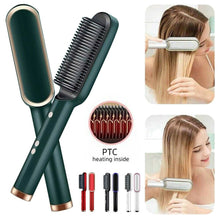 Hair Straightening Brush | Electric 2‑in‑1 Straightener & Curler | Heating Styling Comb | Quick 3‑Minute Styling