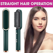 Hair Straightening Brush | Electric 2‑in‑1 Straightener & Curler | Heating Styling Comb | Quick 3‑Minute Styling