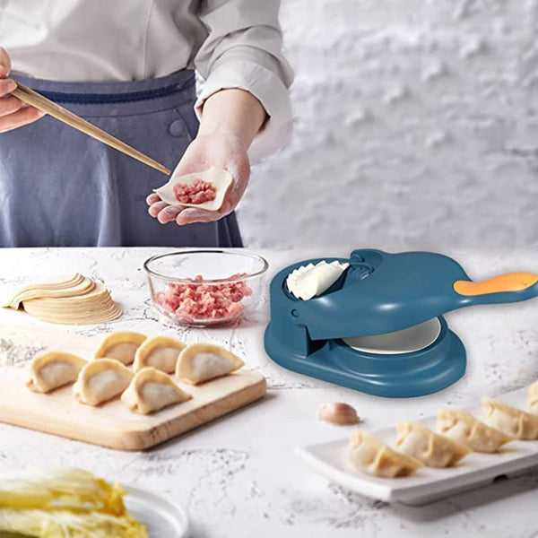 2-In-1 Manual Dumpling Maker & Dough Press Machine | Portable Samosa & Gujiya Mould Tool | Easy Kitchen DIY Pastry Accessory