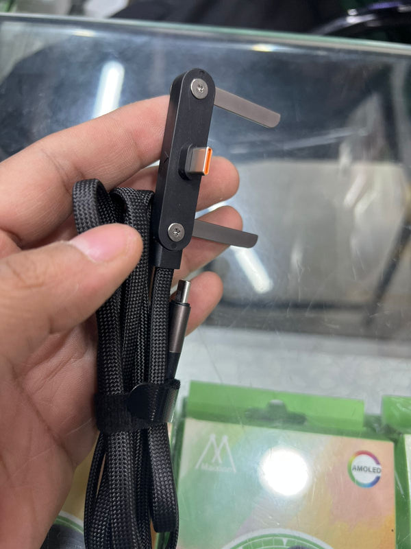 240W Type-C to Type-C Fast Charging Cable with Adjustable Stand – 1.5M PD 3.1 90° Elbow Gaming Cable