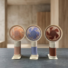 Mini Cute Rechargeable Handheld Fan with Integrated Mobile Stand Base