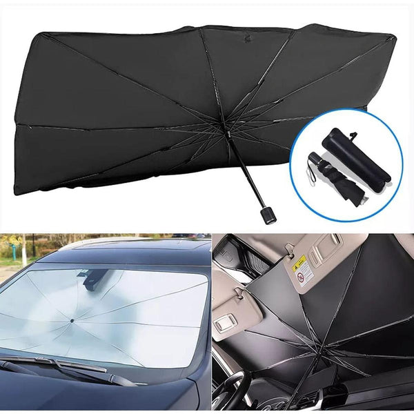 Car Windshield Sun Shade Umbrella – Foldable Auto Front Window UV Reflector Blockout Shield