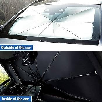 Car Windshield Sun Shade Umbrella – Foldable Auto Front Window UV Reflector Blockout Shield