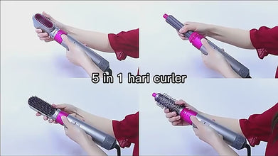 High Quality 5 In 1 Hair Styler Brush Hair Straightener Curler Blow Dryer Volumizer Negative Ionic Electric Air Wrap With Detachable Brush Heads