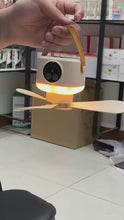 USB Dormitory Camping Small Ceiling Fan Rechargeable With 8 Hour Timer Night Light And 4 Speed Portable Design